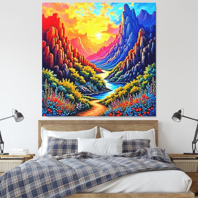 Arte del río del cañón al atardecer (Insitu(Dormitorio))