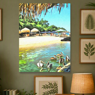 Arte del río Mismaloya que se encuentra con la pla