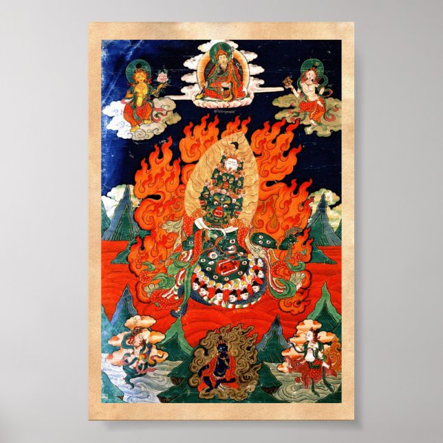 arte del tatuaje de thangka, dios tibetano orienta (Frente)