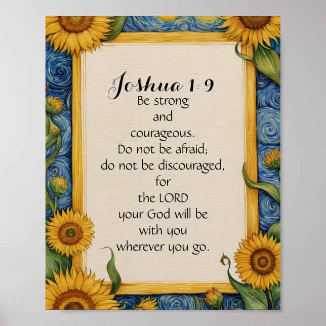 Arte del versículo bíblico Josué 1:9 NIV (Frente)
