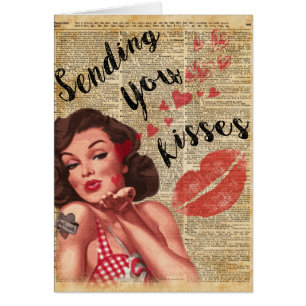 Arte del vintage del chica Pin-para arriba que