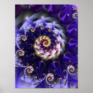 Arte digital abstracto de espiral fractal morado