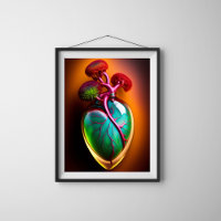 Arte digital anatómico del corazón del vidrio