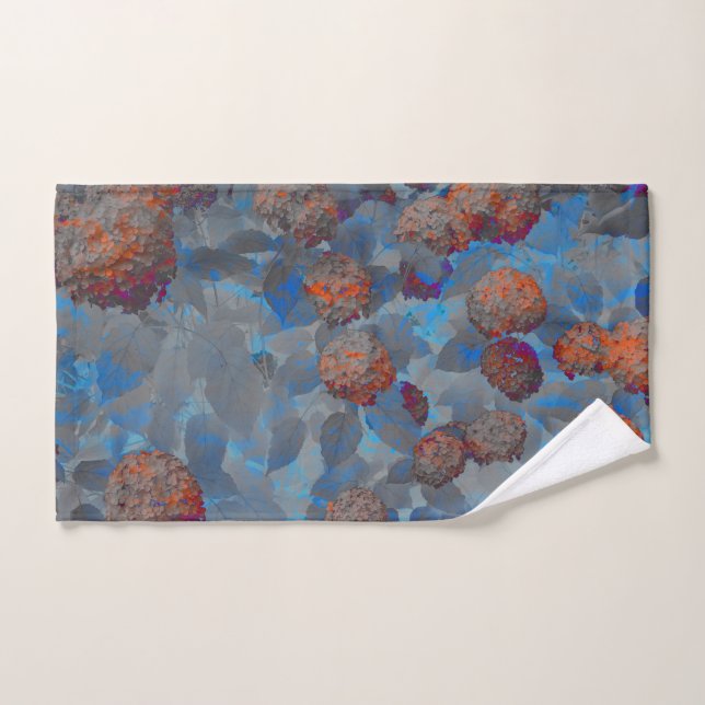 Arte digital con motivos florales de color naranja (Toalla de mano)