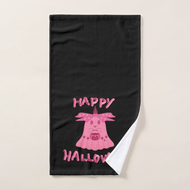Arte Digital Coquette Pink Ghost Feliz Halloween (Toalla de mano)