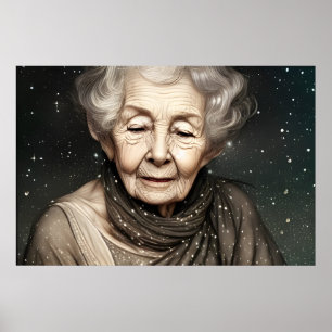 Arte digital de anciana impresionantemente hermosa
