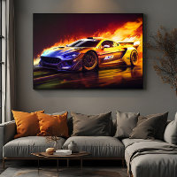 Arte digital de coche deportivo de carreras ardien
