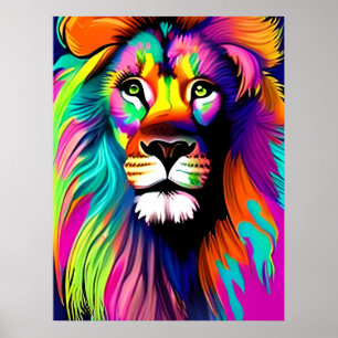 Arte digital de león colorido
