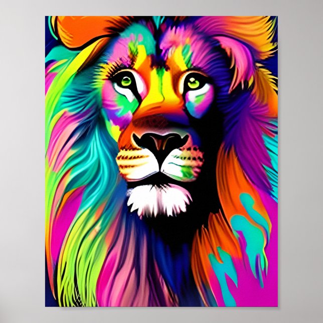 Arte digital de leones colorido (Frente)