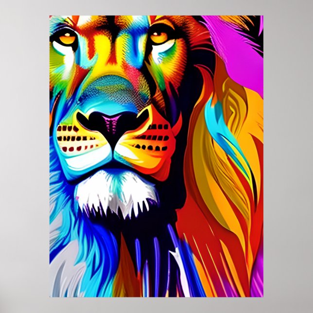 Arte digital de leones colorido | Cumpleaños (Frente)