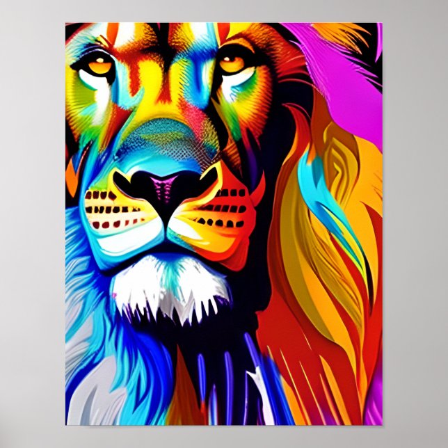 Arte digital de leones colorido | Cumpleaños (Frente)