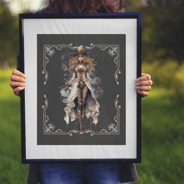 Arte digital de moda estampada Clockwork Couture S (As shown 16x20 print with white mat & black frame. )