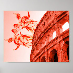 Arte digital del Coliseo y estatuas/esculturas