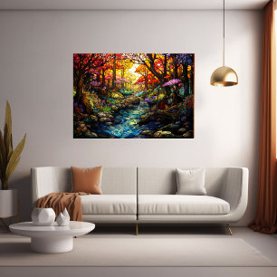 Arte digital forestal encantado, efecto de vidrio