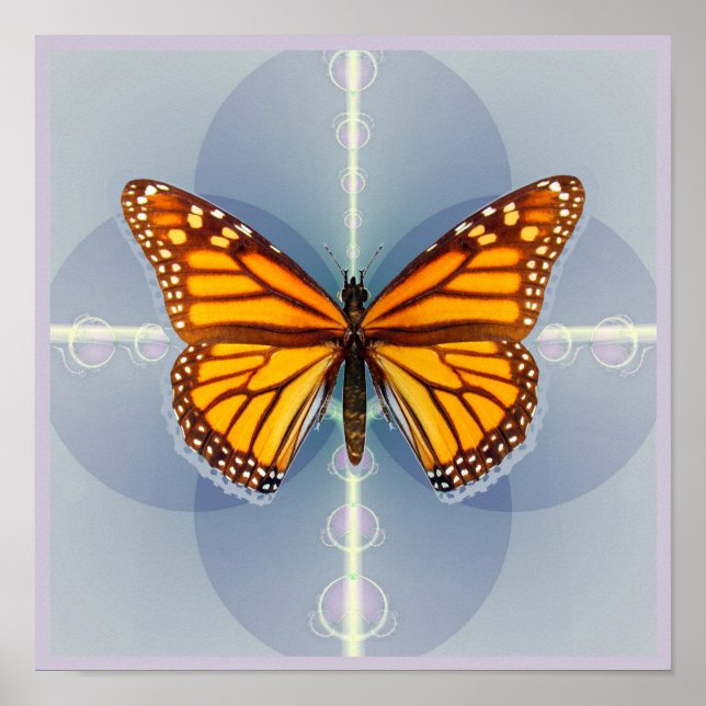 Arte digital geométrico de mariposa monarca (Frente)
