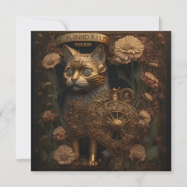 Arte digital gótico de Steampunk Cat (Anverso)