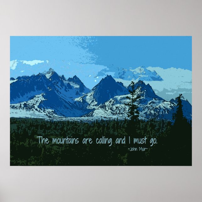 Arte digital Mountain Peaks - cita de John Muir (Frente)