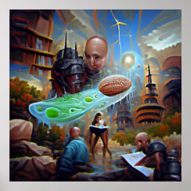 Arte digital poster de arte imaginativo de ciencia (Frente)