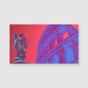 Arte digital rojo, azul del Coliseo y la estatua