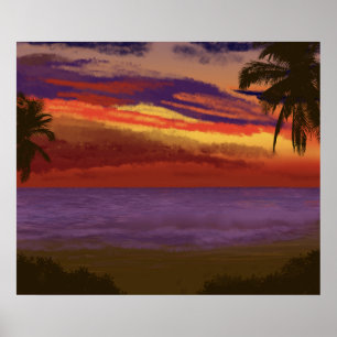 Arte digital Sunset de Isla Tropical