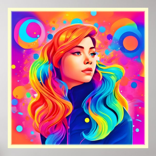 Arte digital vibrante de dama (Frente)