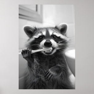 Arte divertido de baño de mapache al estilo vintag