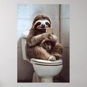 Arte divertido de baño de perezoso vintage humor d
