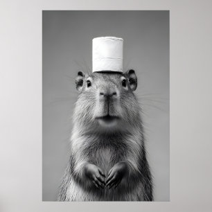 Arte divertido de capibara para baño, papel higién
