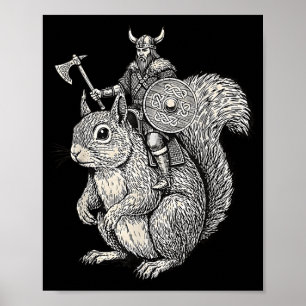 Arte divertido de guerrero de ardilla montando vik