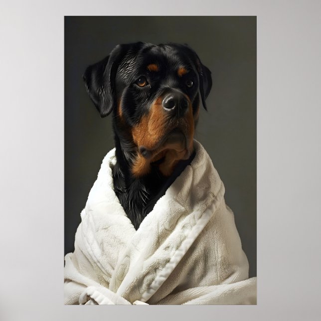 Arte divertido de Rottweiler con bata, perro de ba (Frente)