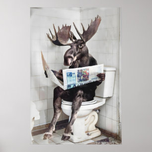 Arte divertido para pared de baño de alce, Alce en