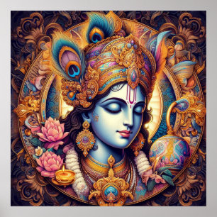 Arte divino azul Krishna