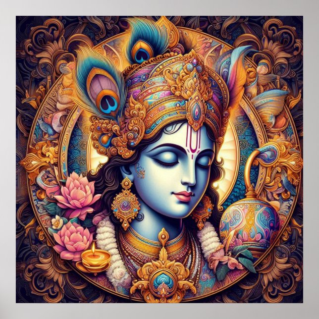 Arte divino azul Krishna (Frente)