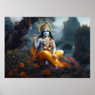 Arte divino del Señor Krishna azul