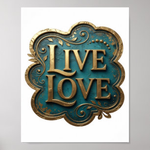 Arte dorado artístico TEXTO 3D LIVE LOVE