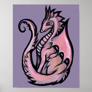 Arte Dragón rosa dragón lindo diseño geek arte chi