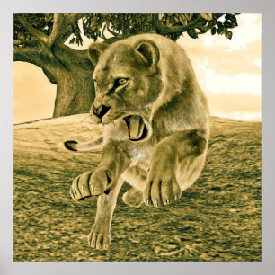 Arte dramático de safari de leona vida silvestre