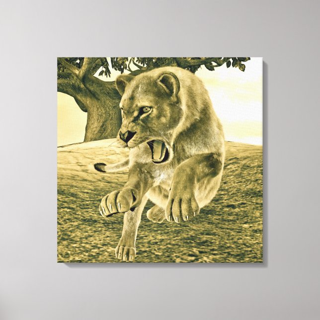 Arte dramático de safari de leonas en la naturalez (Anverso)