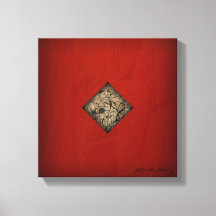 Arte dramático moderno en lienzo rojo — Estilo Pol