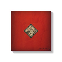Arte dramático moderno en lienzo rojo — Estilo Pol