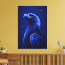 Arte editorial monocromo azul águila elegante