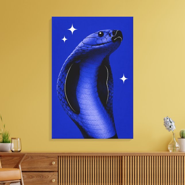 Arte editorial monocromo azul de cobra elegante (Insitu (Sala de estar))