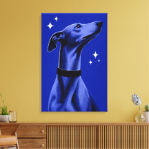 Arte editorial monocromo azul elegante galgo