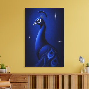 Arte editorial monocromo azul pavo real elegante