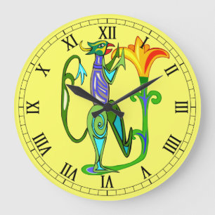 Arte egipcio con reloj numérico romano de flores L