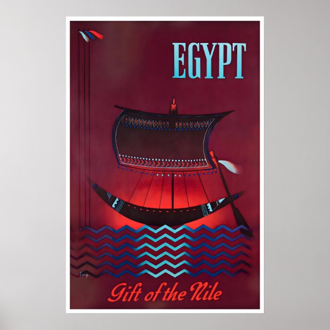 Arte Egipcio Póster de viaje a Egipto El río Nilo (Frente)