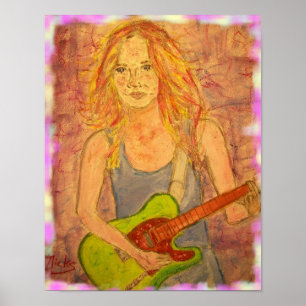 arte eléctrico de chica de rock folclórico