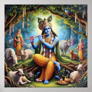 Arte elegante del Señor Krishna en oro