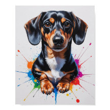 Arte en Acuarela de Dachshund Colorido