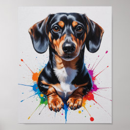 Arte en Acuarela de Dachshund Colorido